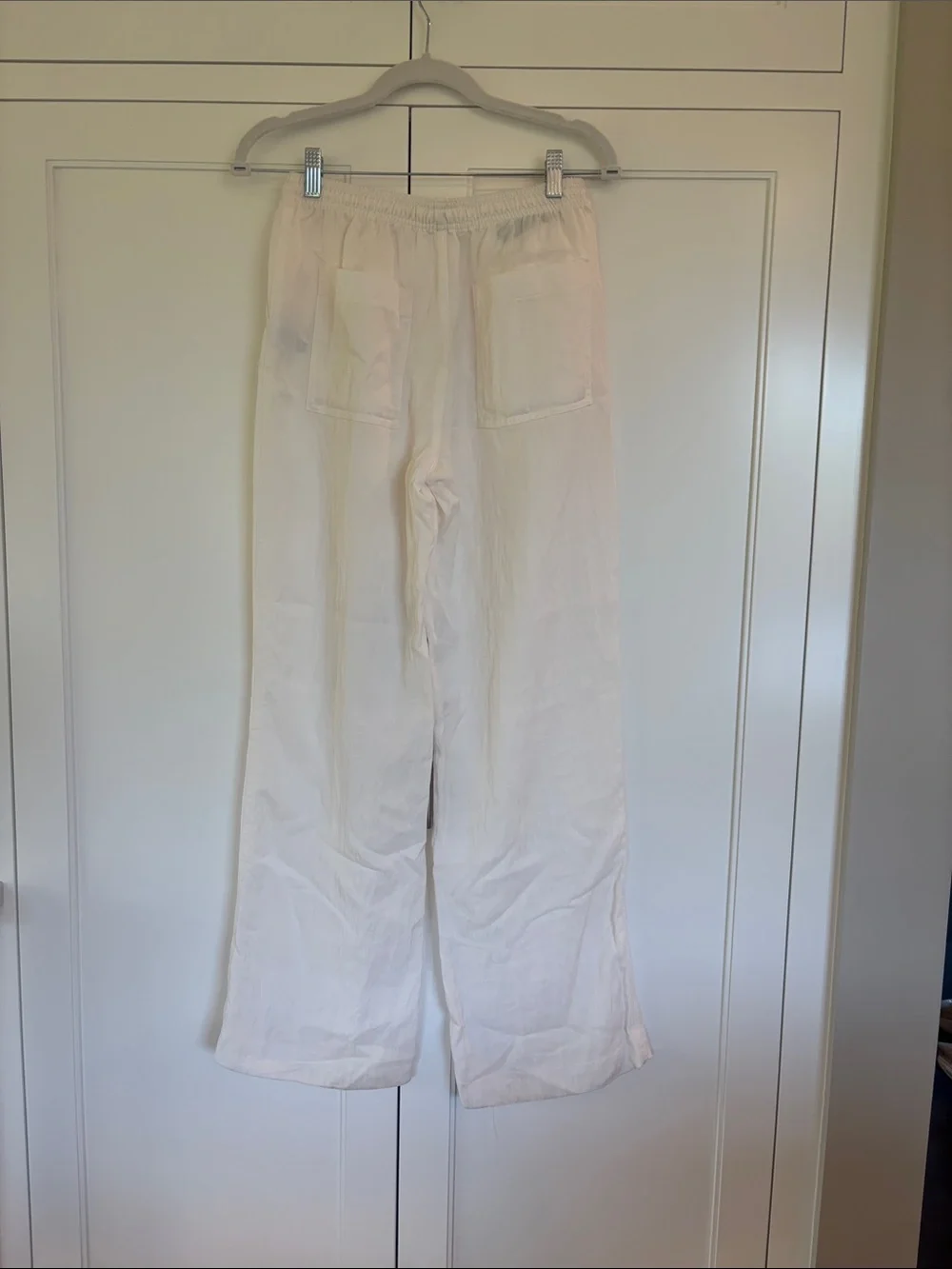 Zara Light Cream Drawstring Wide-Leg Chinos